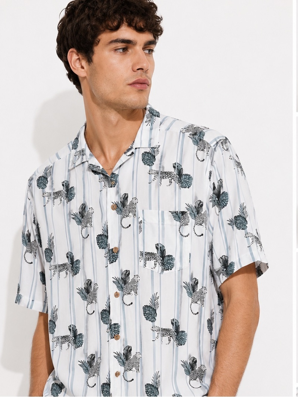 ASOS Soul Star England Short Sleeve Button Down Animal Print